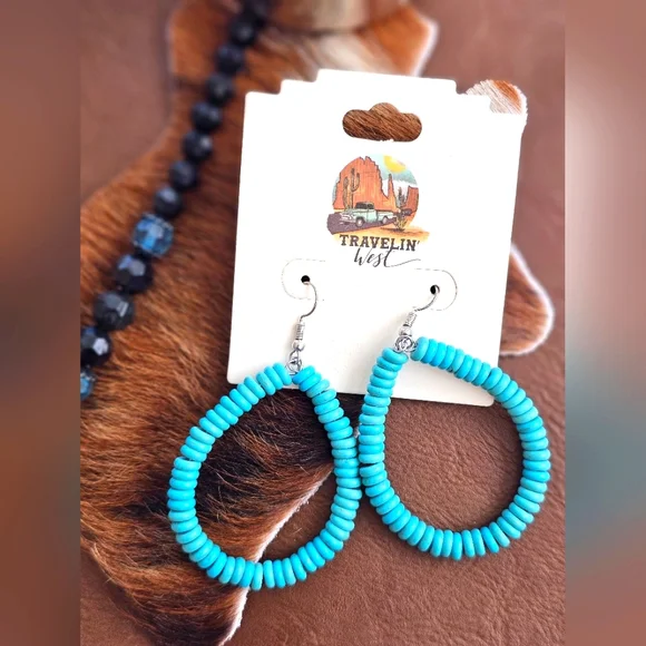 Jewelry LOT 5 Pieces New & Used Turquoise Western Earrings, Necklace, Bracelet - Picture 2 of 6